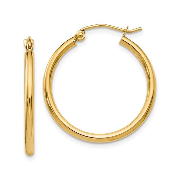 Polished Hoop Earrings in 14k Yellow Gold Conti Jewelers Endwell, NY