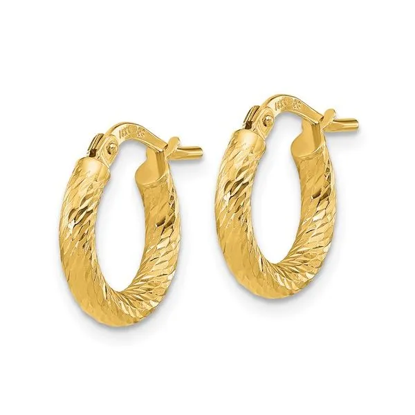 14k Polished and Diamond-cut 2.4mm Hoop Earrings Image 2 Conti Jewelers Endwell, NY