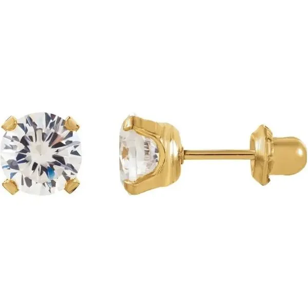 3 mm White Cubic Zirconia Inverness® Piercing Earrings in 14k Yellow Gold Conti Jewelers Endwell, NY