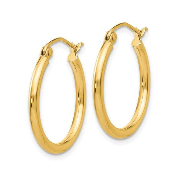 14k Polished 2x20mm Lightweight Tube Hoop Earrings Image 2 Conti Jewelers Endwell, NY