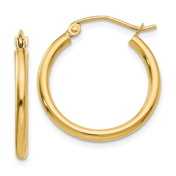 14k Polished 2x20mm Lightweight Tube Hoop Earrings Conti Jewelers Endwell, NY