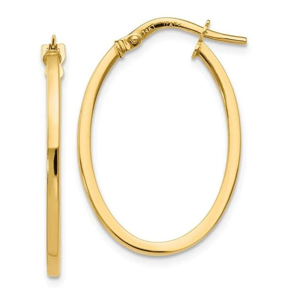 Polished Oval Hoop Earrings in 14K Yellow Gold Conti Jewelers Endwell, NY