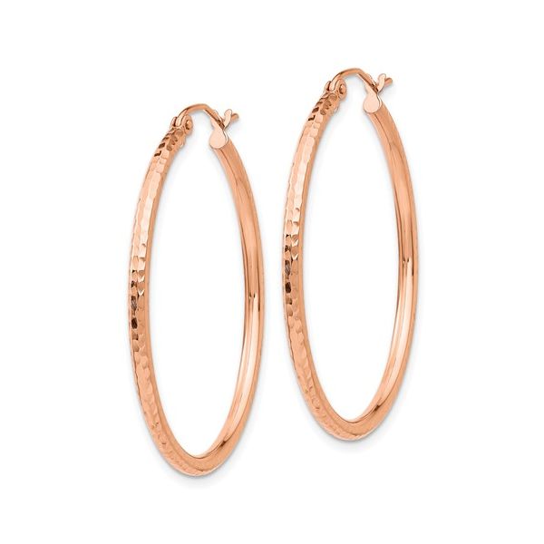 14k Rose Gold Polished Lightweight Large Diamond-cut Tube Hoop Earrings Image 2 Conti Jewelers Endwell, NY