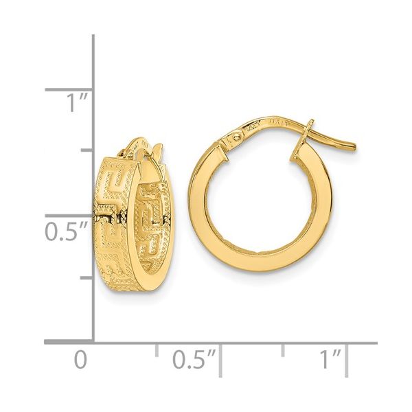 14K Polished Greek Key Hoop Earrings Image 2 Conti Jewelers Endwell, NY