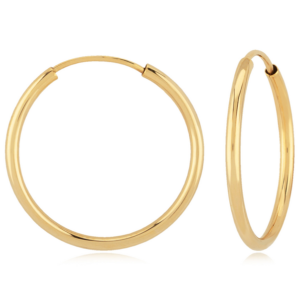 14k Yellow Gold 25mm Endless Hoop Earrings Conti Jewelers Endwell, NY