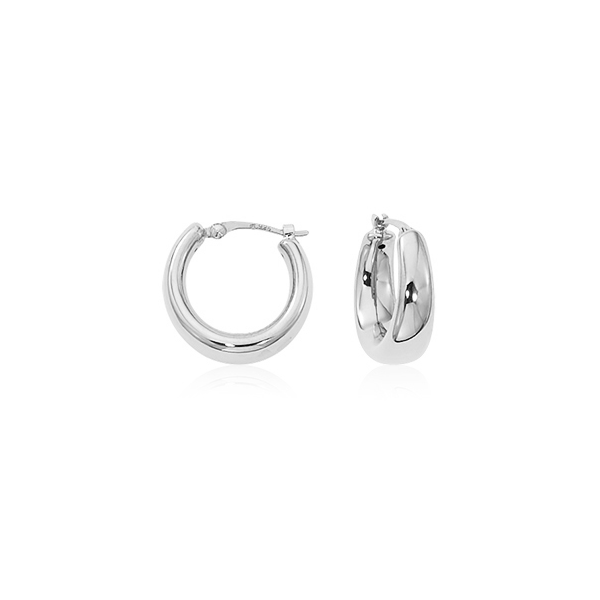 14k White Gold Tapered Hoop Earrings Conti Jewelers Endwell, NY