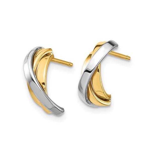 14k and White Rhodium Triple C-Hoop Post Earrings Image 2 Conti Jewelers Endwell, NY