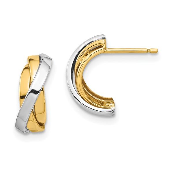 14k and White Rhodium Triple C-Hoop Post Earrings Conti Jewelers Endwell, NY