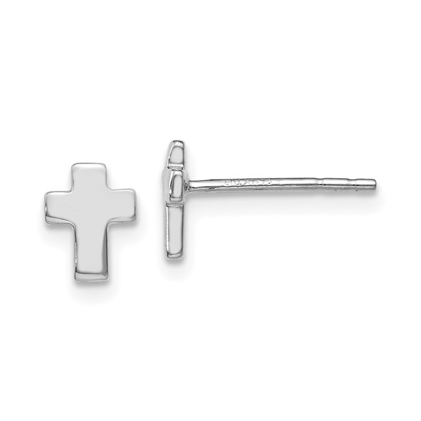 14k White Gold Petite Cross Stud Earrings Conti Jewelers Endwell, NY