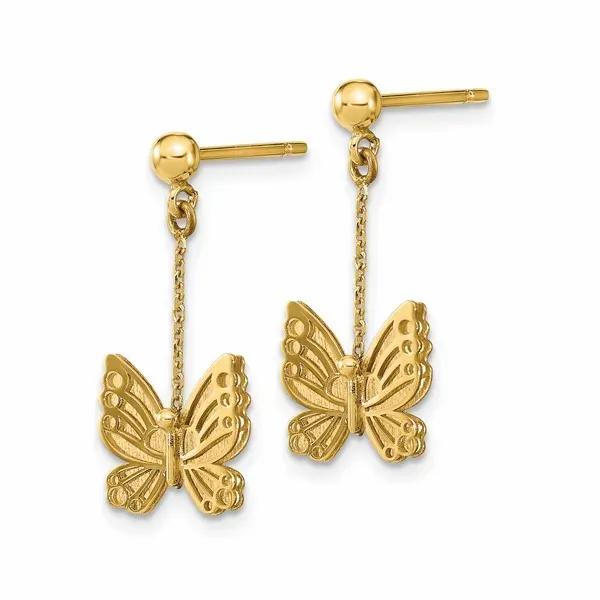 Butterfly Drop Earrings in 14k Yellow Gold Image 2 Conti Jewelers Endwell, NY