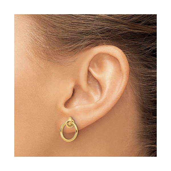 Polished Knot Circle Drop Post Earrings in 14k Yellow Gold Image 2 Conti Jewelers Endwell, NY
