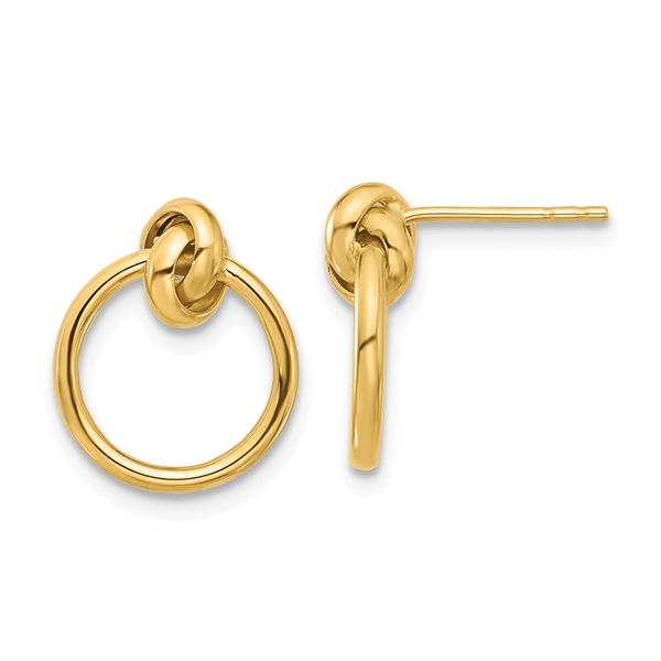Polished Knot Circle Drop Post Earrings in 14k Yellow Gold Conti Jewelers Endwell, NY