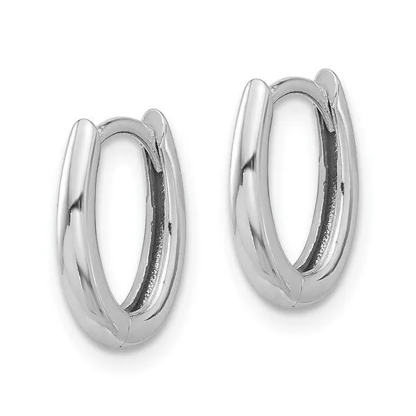 14K White Gold Polished Oval Hinged Hoop Earrings Image 2 Conti Jewelers Endwell, NY