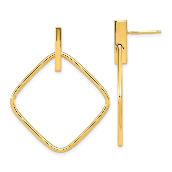 Square Post Dangle Earrings 14K Yellow Gold Conti Jewelers Endwell, NY