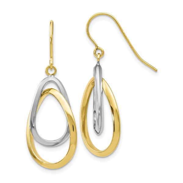 Gold Two Tone Hook Dangle Earrings Conti Jewelers Endwell, NY