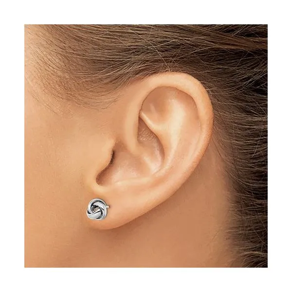 14K White Gold Polished Love Knot Earrings Image 3 Conti Jewelers Endwell, NY