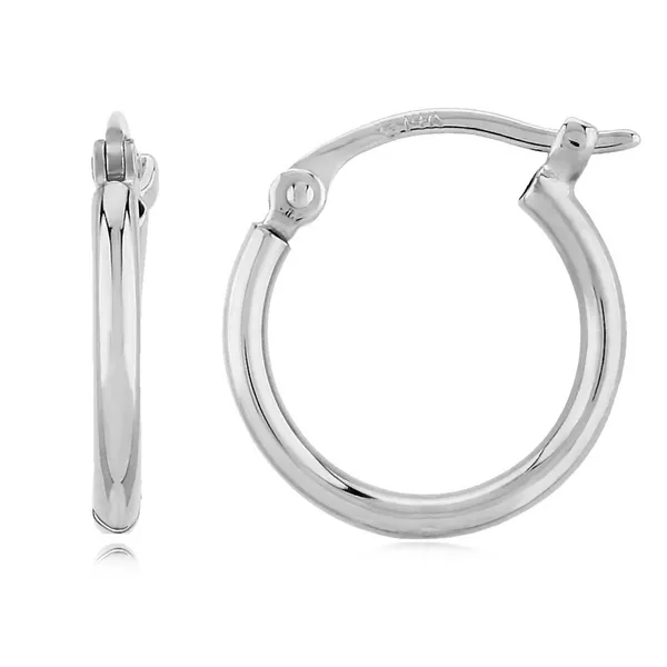 14k White Gold 12mm Tube Hoop Earrings Conti Jewelers Endwell, NY