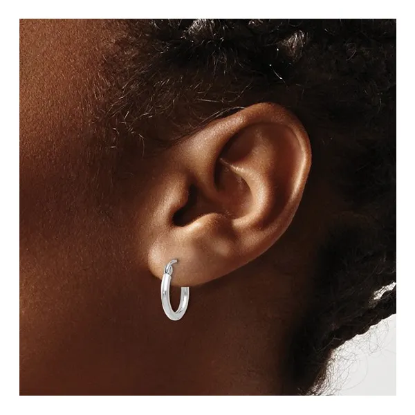 Polished Huggie Hoop Earrings 14K White Gold Image 2 Conti Jewelers Endwell, NY