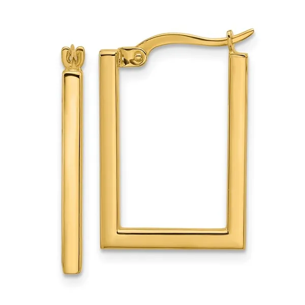Rectangle Hoop Earrings in 14k Yellow Gold Conti Jewelers Endwell, NY
