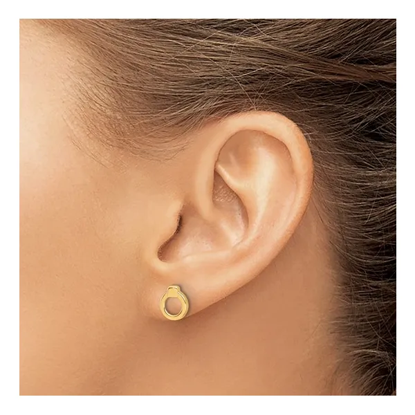 Circle Post Earrings in 14k Yellow Gold Image 2 Conti Jewelers Endwell, NY