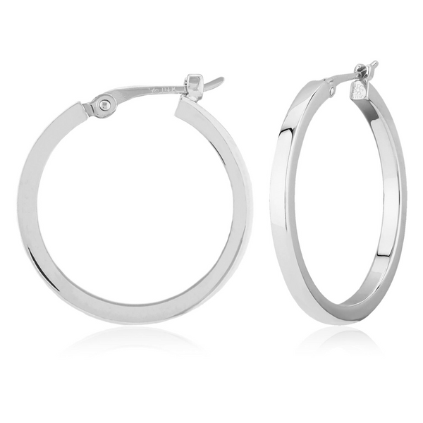 2x25mm Square Tube Hoop Earrings in 14k White Gold Conti Jewelers Endwell, NY