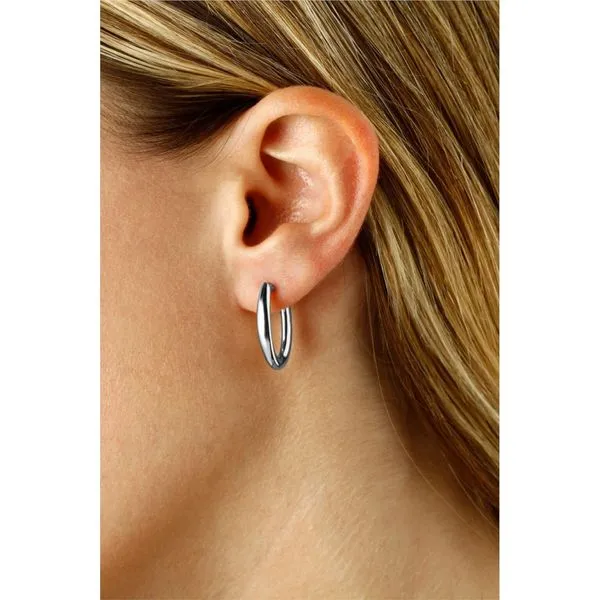 Small Oval Hoop Earrings in 14k White Gold Image 2 Conti Jewelers Endwell, NY