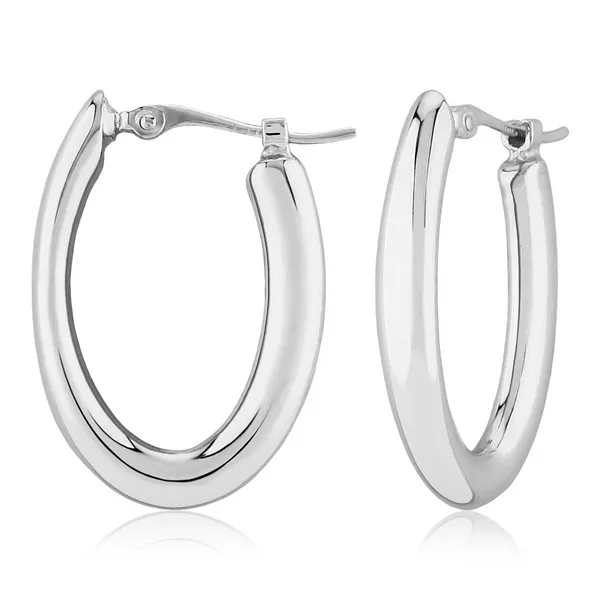 Small Oval Hoop Earrings in 14k White Gold Conti Jewelers Endwell, NY