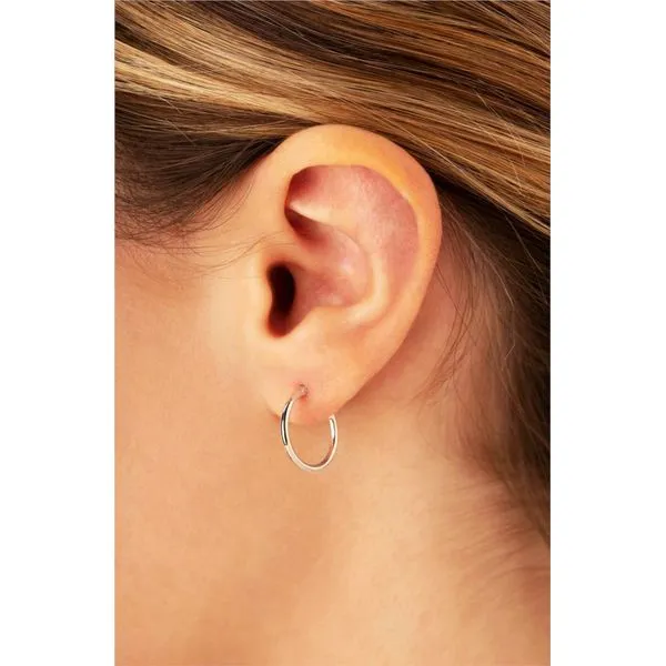 1.5 x 15mm Small Hoop Earrings in 14k White Gold Image 2 Conti Jewelers Endwell, NY