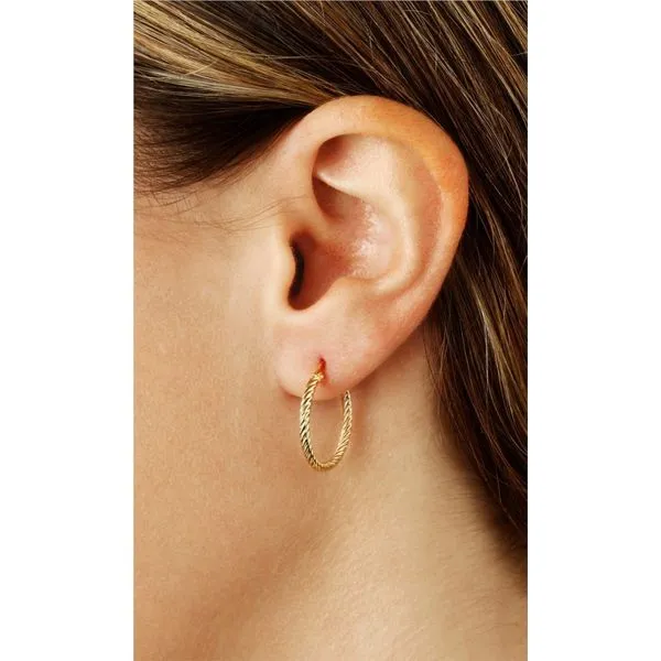 18mm Roped Hoop Earrings in 14k Yellow Gold Image 2 Conti Jewelers Endwell, NY