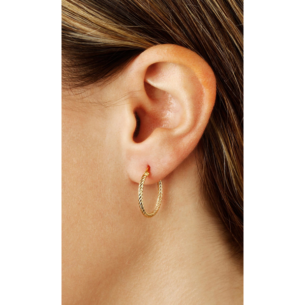 18mm Roped Hoop Earrings in 14k Yellow Gold Image 2 Conti Jewelers Endwell, NY