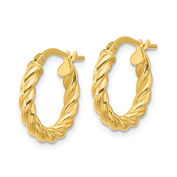 Twisted Round Hoop Earrings in 14k Yellow Gold Image 2 Conti Jewelers Endwell, NY