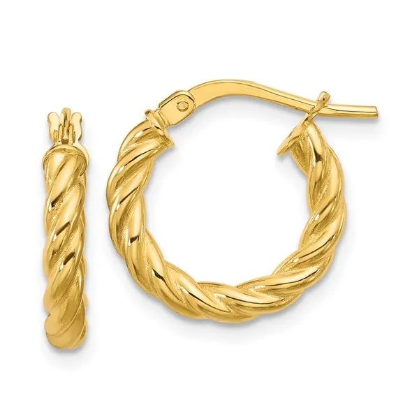 Twisted Round Hoop Earrings in 14k Yellow Gold Conti Jewelers Endwell, NY