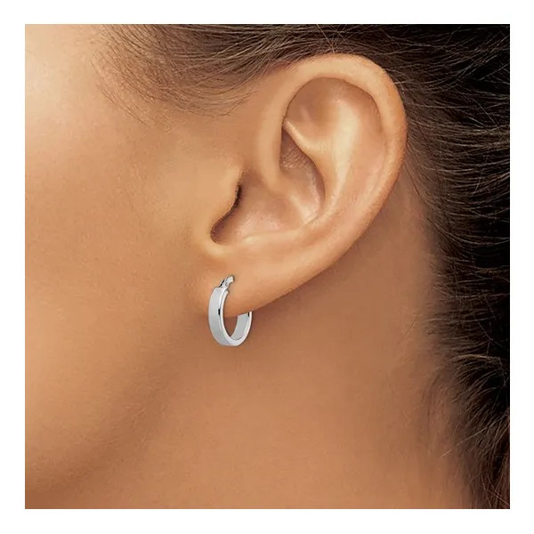 Gold Polished Hoop Earrings (20mm) in 14k White Gold Image 2 Conti Jewelers Endwell, NY