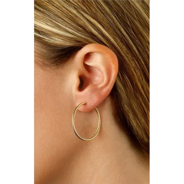 30mm Twist Tube Hoops in 14k Yellow Gold Image 2 Conti Jewelers Endwell, NY