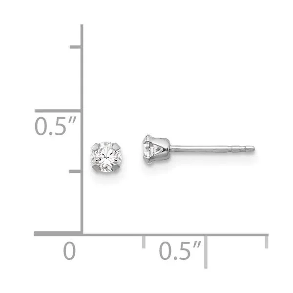 14k White Gold Girls 3MM CZ Earrings Image 3 Conti Jewelers Endwell, NY