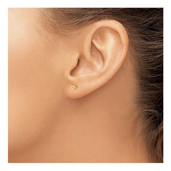 14k YG Small Heart Earrings Image 2 Conti Jewelers Endwell, NY