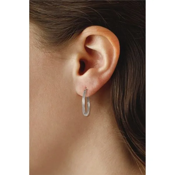 1.8 x 18mm Medium Twisted Tube Hoop Earrings in 14k White Gold Image 2 Conti Jewelers Endwell, NY