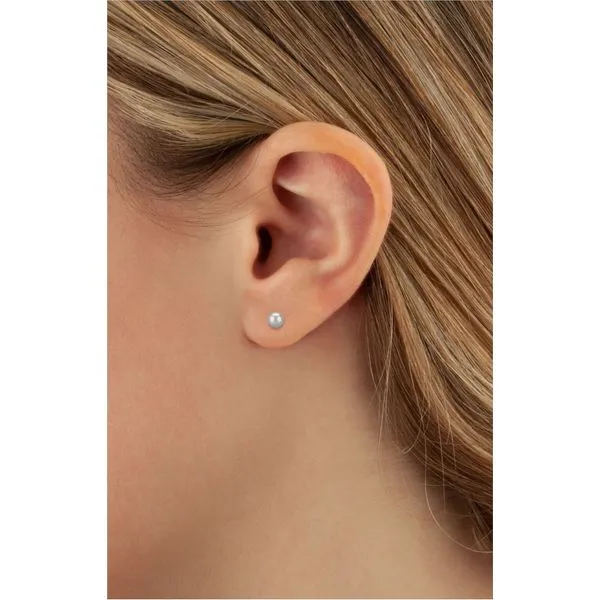 4mm Round Ball Stud Earrings in 14k White Gold Image 2 Conti Jewelers Endwell, NY