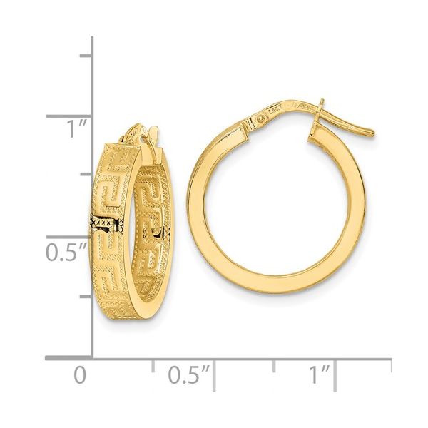20mm Greek Key Polished Hoop Earrings in 14k Yellow Gold Image 2 Conti Jewelers Endwell, NY