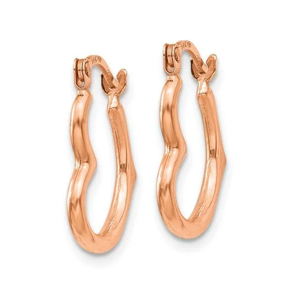 Small Heart Hoop Earrings in 14k Rose Gold Image 2 Conti Jewelers Endwell, NY