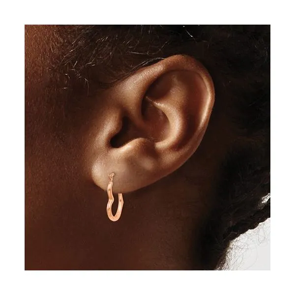 Small Heart Hoop Earrings in 14k Rose Gold Image 3 Conti Jewelers Endwell, NY