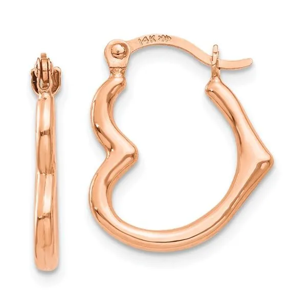 Small Heart Hoop Earrings in 14k Rose Gold Conti Jewelers Endwell, NY
