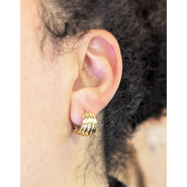 Tapered Shell Huggie Earrings in 14k Yellow Gold Image 5 Conti Jewelers Endwell, NY