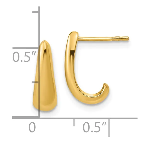 Polished J-Hoop Post Earrings in 14k Yellow Gold Image 2 Conti Jewelers Endwell, NY
