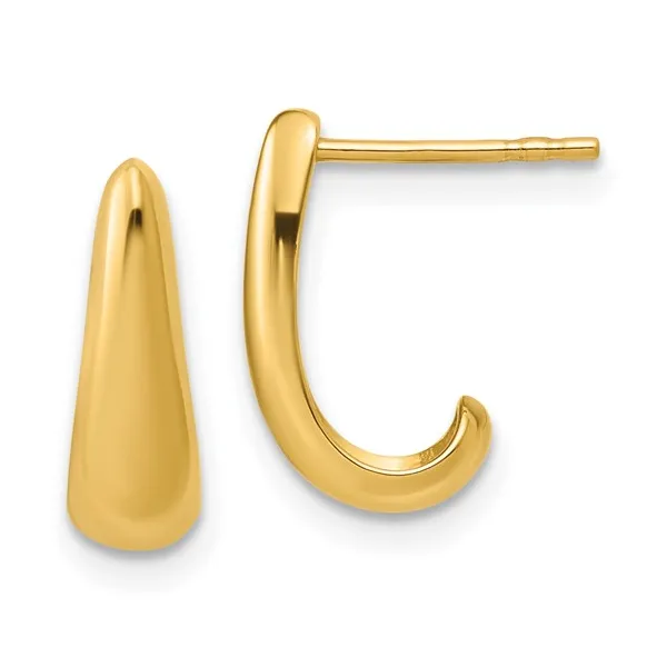 Polished J-Hoop Post Earrings in 14k Yellow Gold Conti Jewelers Endwell, NY