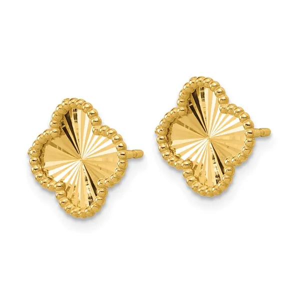 Diamond-Cut Clover Stud Earrings in 14k Yellow Gold Image 2 Conti Jewelers Endwell, NY