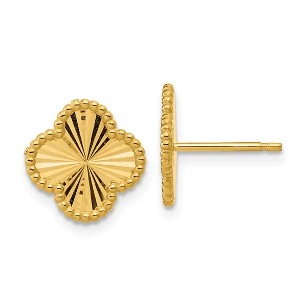 Diamond-Cut Clover Stud Earrings in 14k Yellow Gold Conti Jewelers Endwell, NY