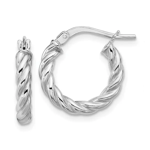 14K WG/RHP TWISTED HOOP EARRINGS 1.14G Conti Jewelers Endwell, NY
