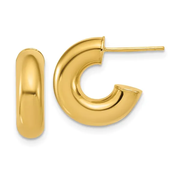 Polished J-Hoop Post Earrings in 14k Yellow Gold Conti Jewelers Endwell, NY
