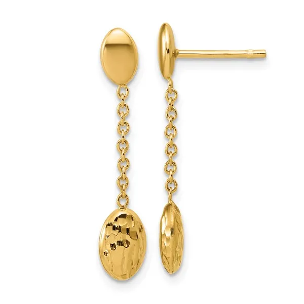 14K YG D/C OVAL FANCY DANGLE EARRINGS 1.36G Conti Jewelers Endwell, NY